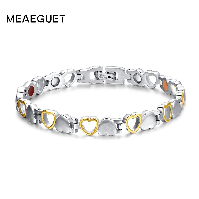 Meaeguet Herz Gesundheit Magnetische Armbinde Für Frauen 316L Edelstahl Gesundheit Pflege Elemente Armbinde Hand Kette Schmuck