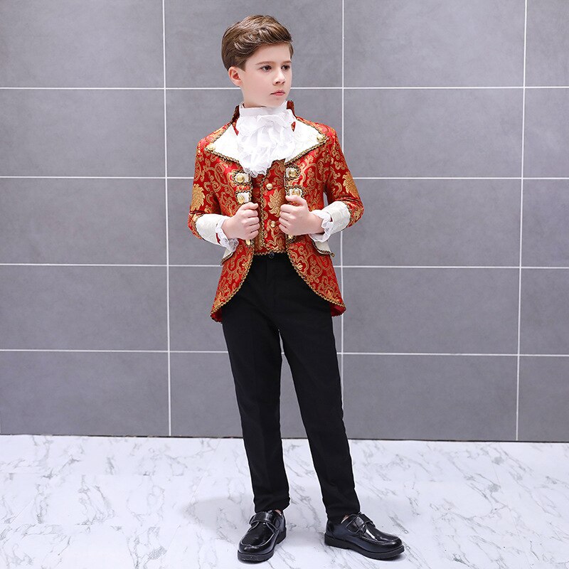 Vêtements de cour européenne rétro pour enfants, Costumes Prince charmant, tenue de soirée, de spectacle, de scène, de théâtre, veste et pantalon pour garçons