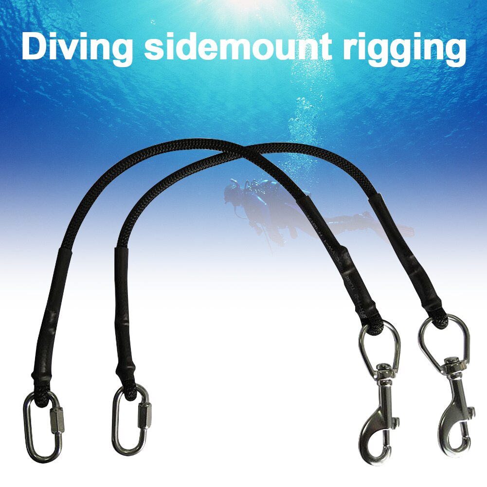 2pcs Cylinder Universal Elastic Rope Sidemount Scuba Diving Tank Band Rigging Kit With Snap Hook Bungee Stage Bottle Sports