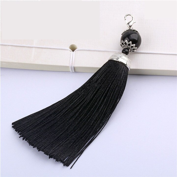3 stuks gladde zijden kreeftensluiting kwastjes franje hanger diy knutselen kwastjes versieringen kleding gordijnen decoratie oorbellen sieraden onderdelen: Zwarte kwastjes
