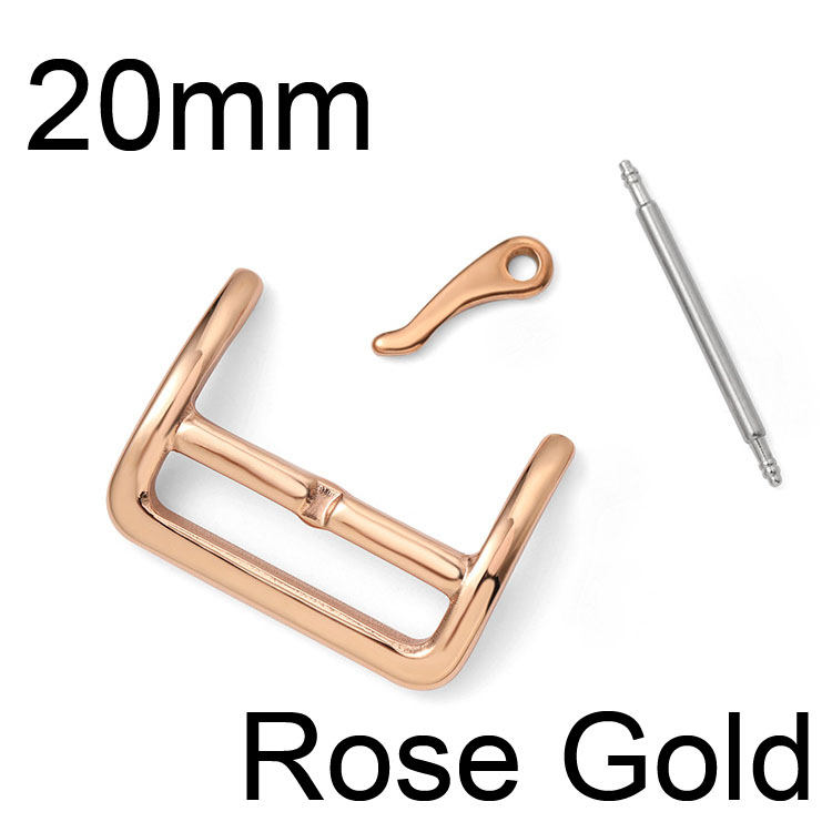 Stainless Steel Watch Strap Buckle 16mm 18mm 20mm 22mm 316L Glossy Polish Replacement Watchband Clasp Band Repair Tool Part: 20mm Rose Gold
