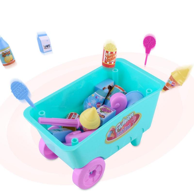 17 Pcs Mini Icecream Trolley Simulatie Snoep Huis Spelen Educatief Speelgoed Super Mini Icecream Auto Keuken Speelgoed Voor Kinderen