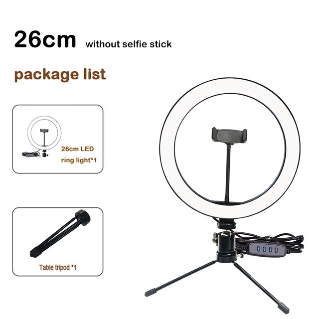 10 "Ring Lamp Met Stand Live Video Licht Makeup Foto Lampen Fotografie Studio Led Selfie Telefoon Profissiona Licht Ring statief: B