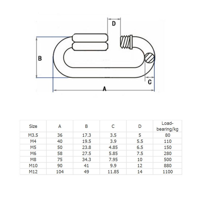 Carabiner Chain Buckle Stainless Steel Screw Lock Carabiner Quick Links Safety Snap Hook Chain Connecting Ring For Climbing Gear