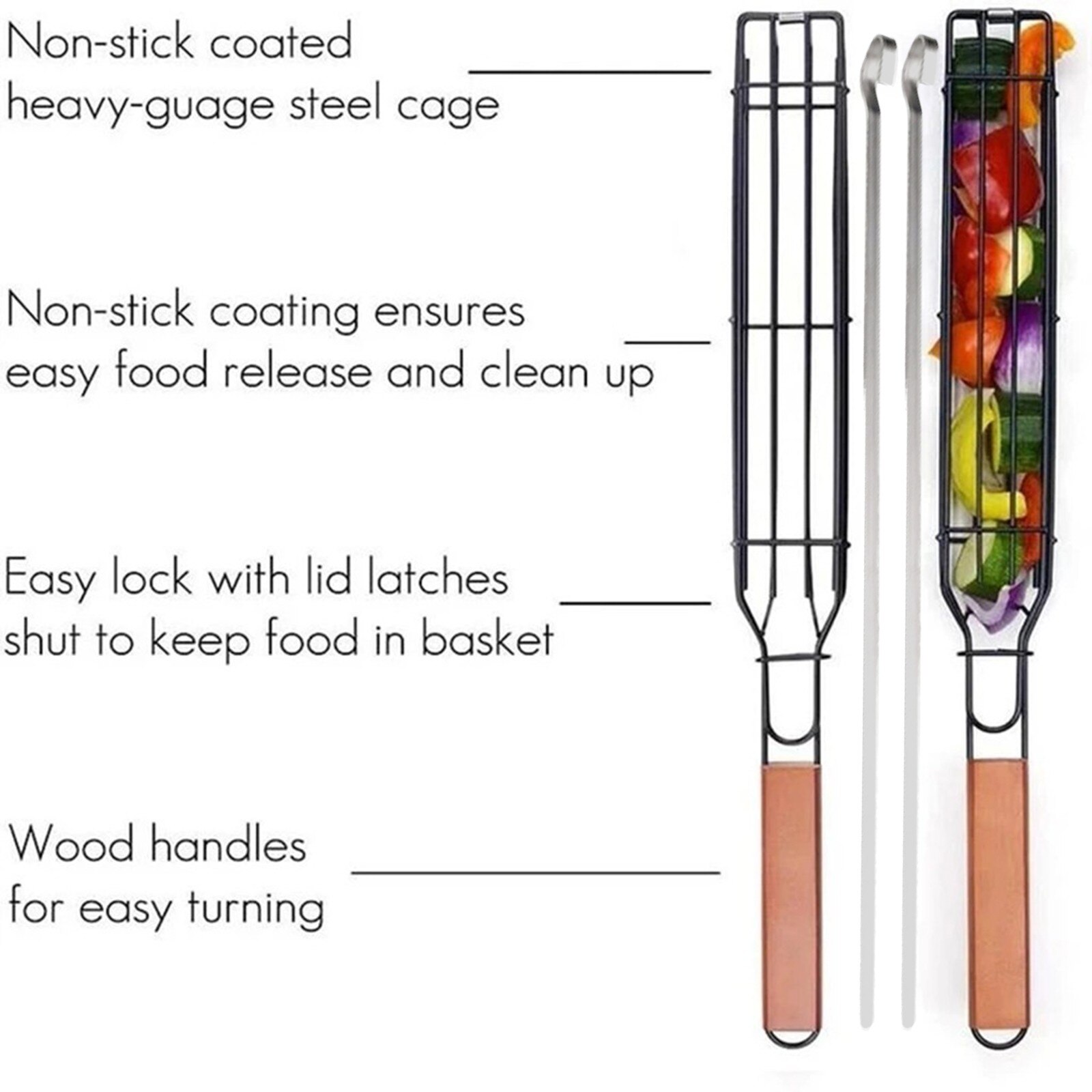 Bbq Grillen Mand Set Van 4 Heavy Duty Rvs Kebab Bbq Grill Doos Tool Met 4 Stuks Spies Voor barbecue Щипцы Кухонные