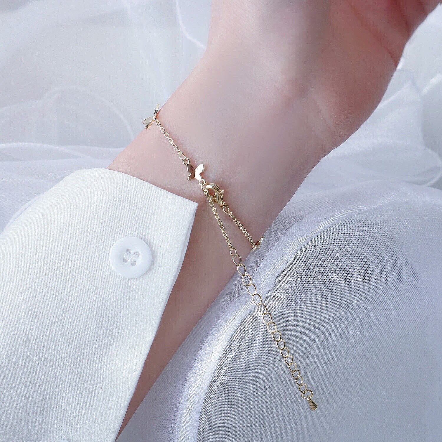 14k gold-plated fine jewelry butterfly micro-inlaid zircon bracelets for women, delicate luxury women's jewelry bracelet