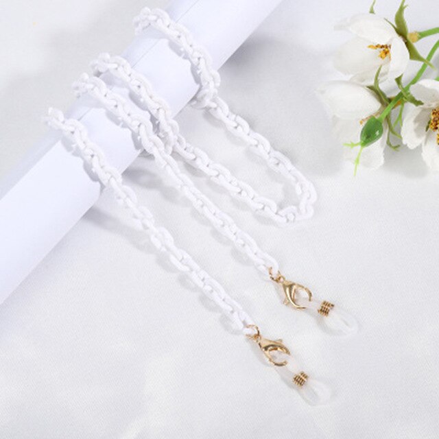 Cadena colgante para mascarilla, cadena para gafas, soporte de correa de resina acrílica, cordón antipérdida para máscara facial: 6-