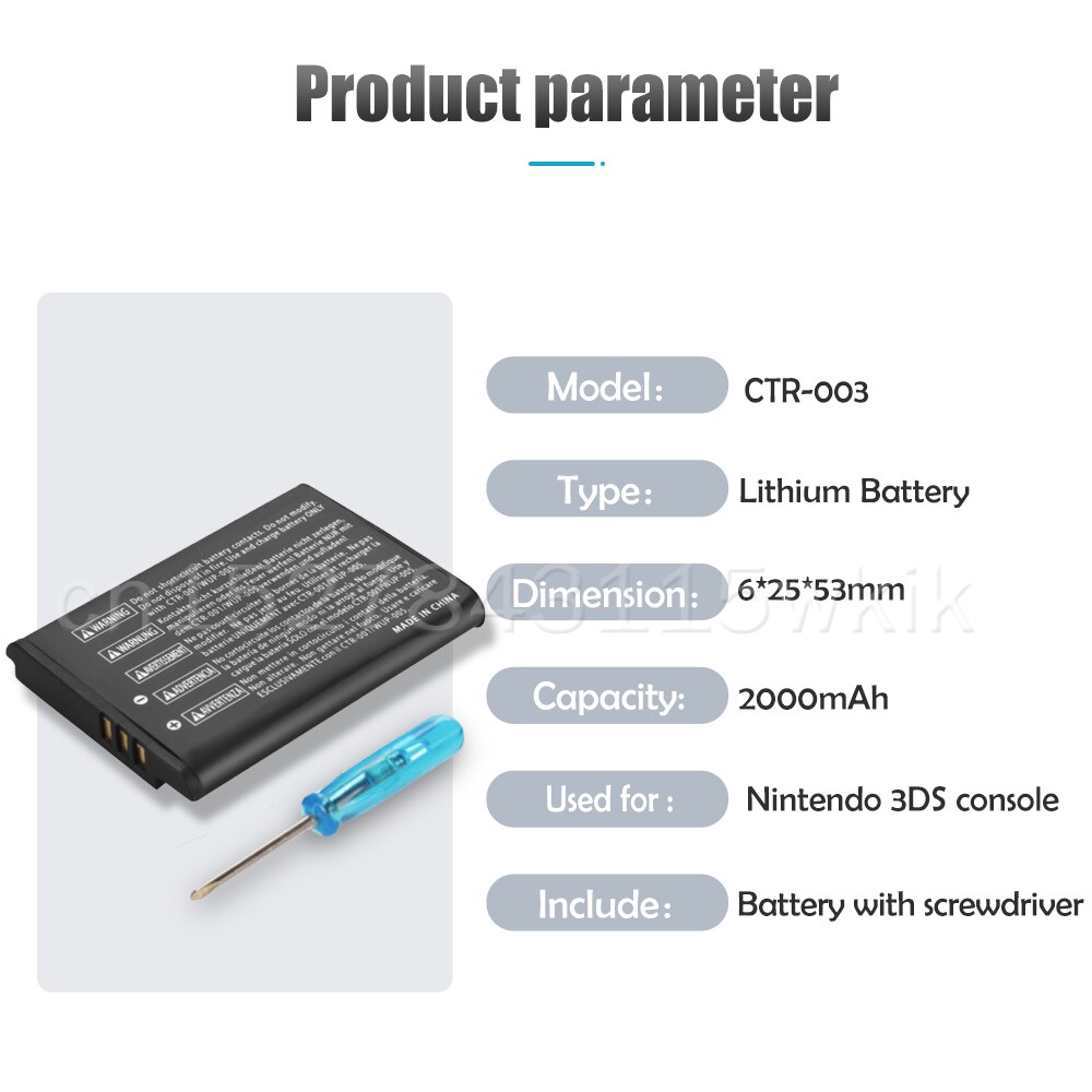 3,7 V 2000mAh CTR-003 Wiederaufladbare Lithium-Batterie Für Nintendo 2DS XL 3DS CTR-001 JAN-001 kabellos Regler Ersatz zelle