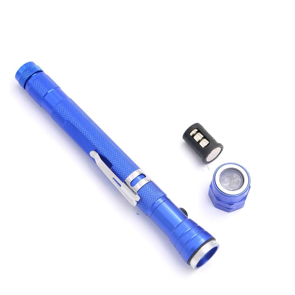 Pocket 3 Led Telescopische Flexibele Uitschuifbare Led Zaklamp Fakkel Magnetische Kop Pick Up Tool Licht: Donkerblauw