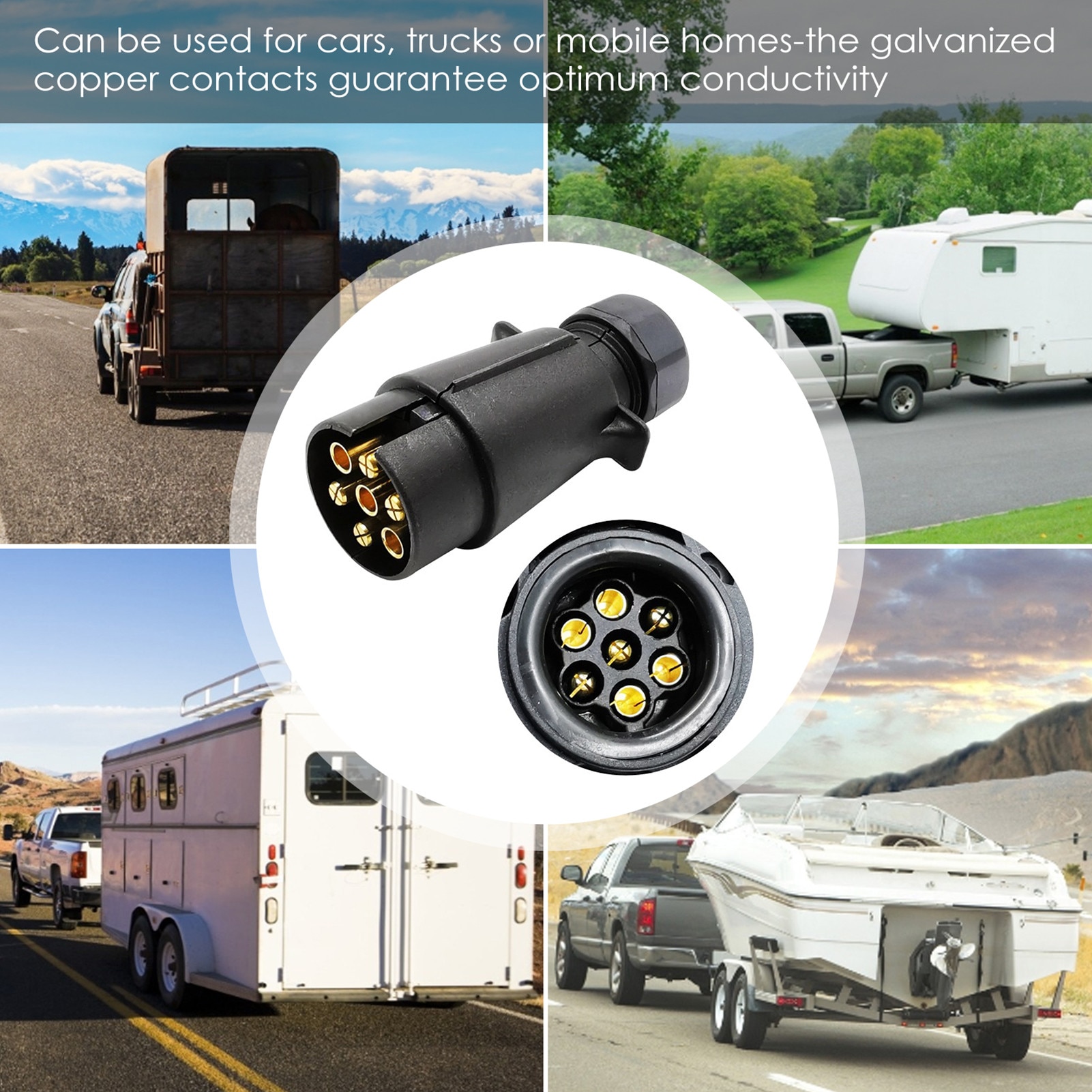 7-Pin Trailer Adapter Durable Trailer Wiring Connector Outlet 12V Remolque Trailer Car Truck Caravan Accessories Car Socket Plug