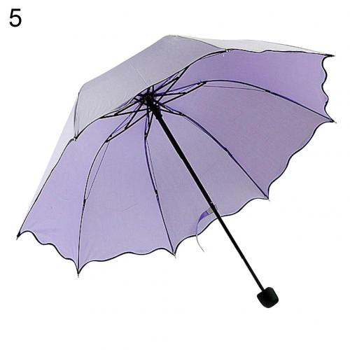 Lovely Foldable Women's Umbrella Lotus Leaves Anti UV Dome Parasol Outdoor Sun/Rain Folding Women's Sun Umbrella