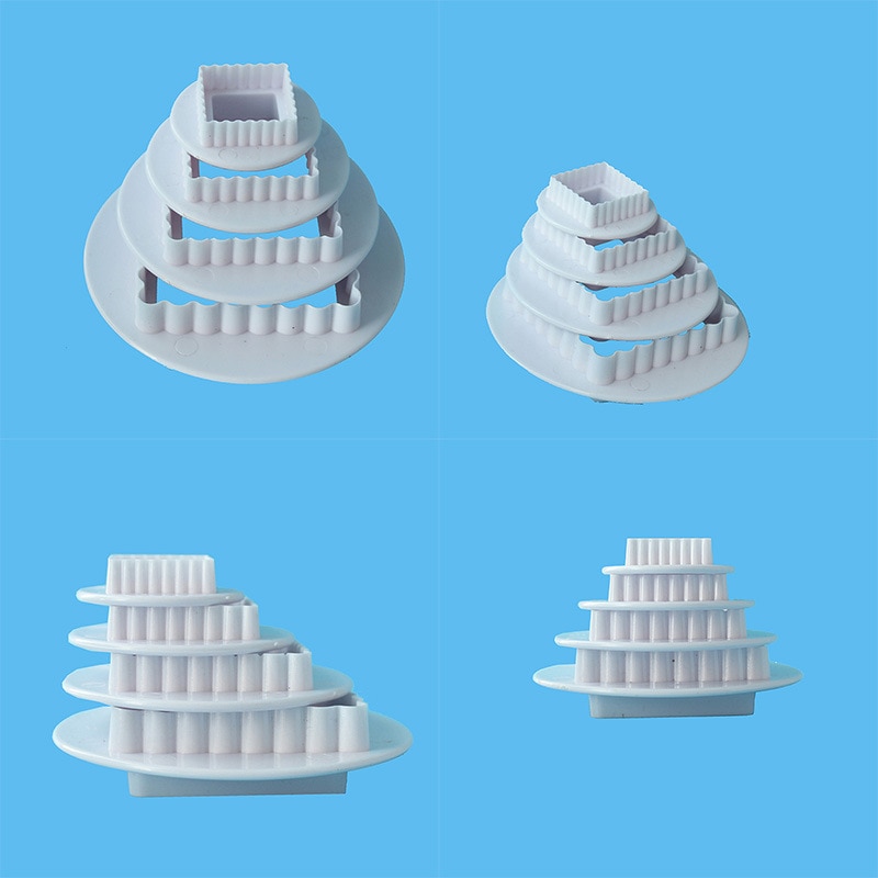 4 Pcs/Set Food Grade Plastic Square Shape Cookie Mold Cutter Cake Printing Fondant Cutter Mould Cake Decorating Tools