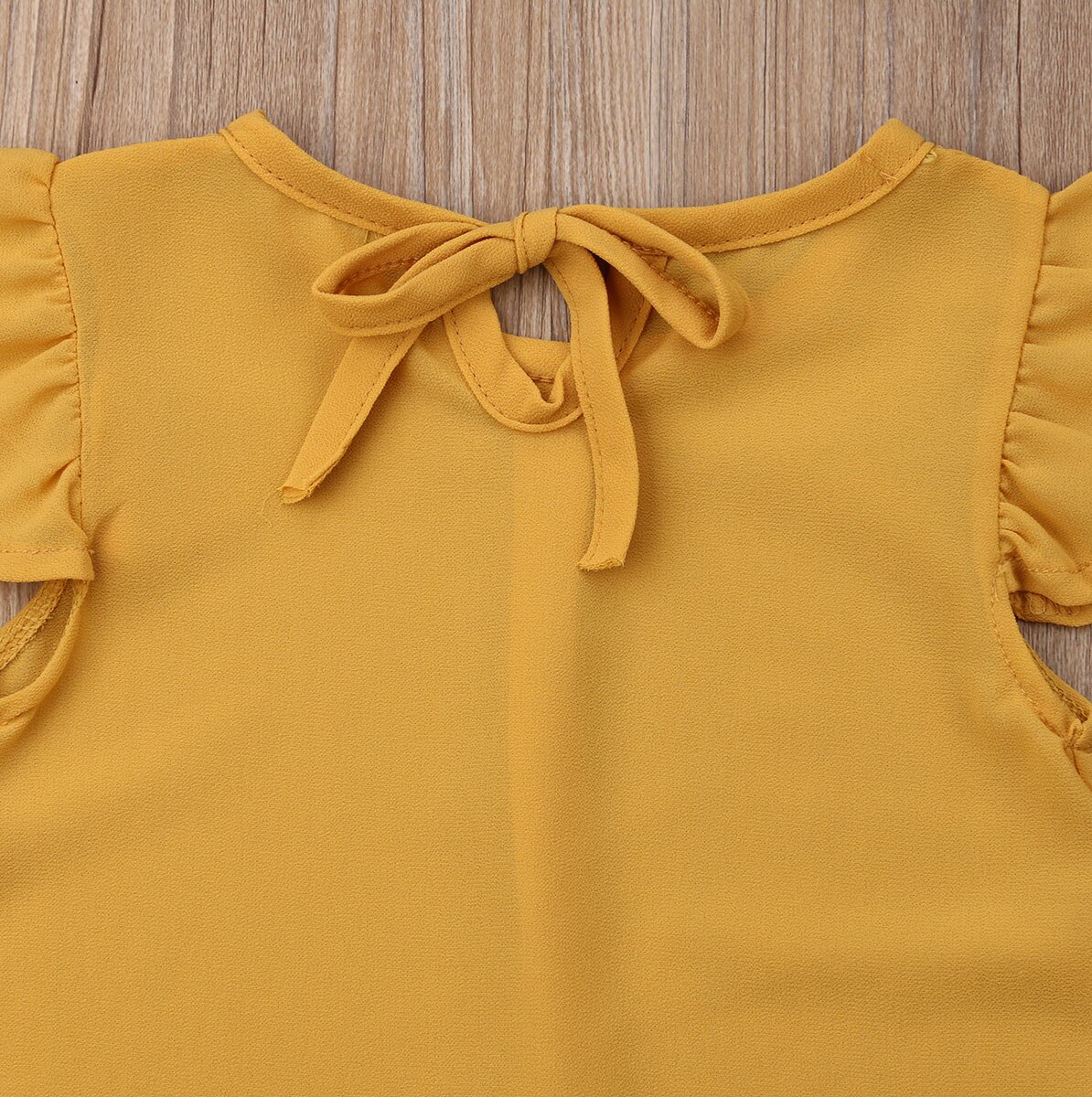 1-5Y Toddler Kid Baby Girl Clothes Sets Yellow Chiffon Tops+Floral A-Line Skirt Summer Outfits Clothes Set