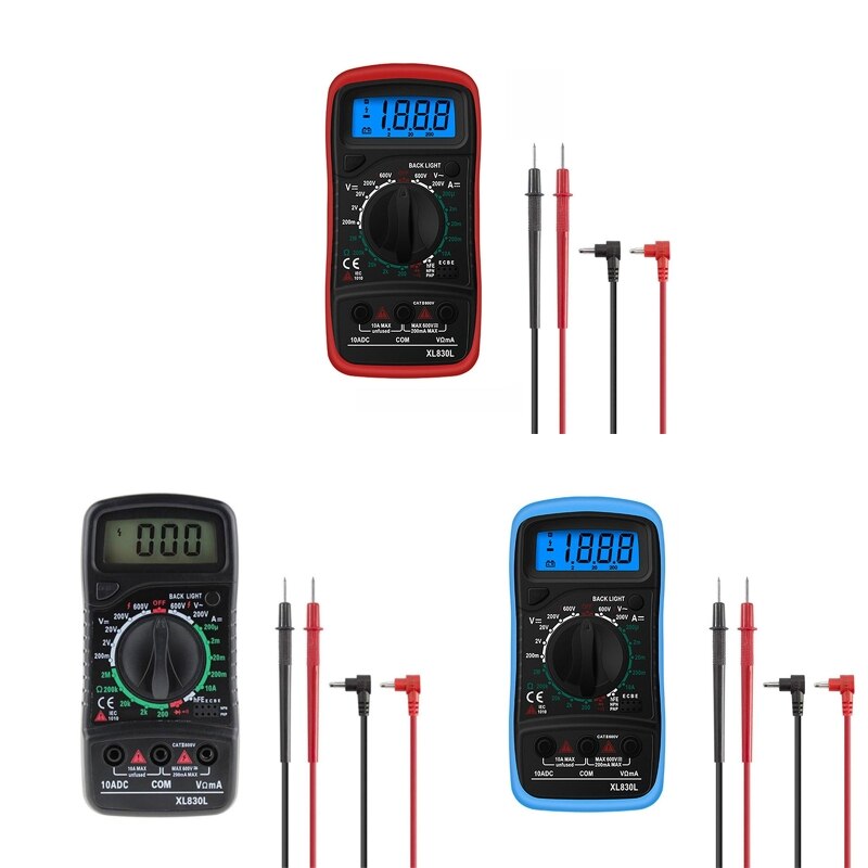 Digital Multimeter with Bracket AC DC Voltmeter Ohm Amp Test Meter Diode Transis