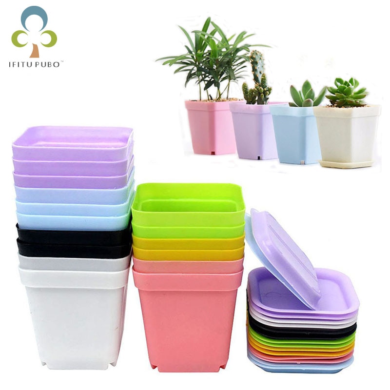 10 st/set mini färgglad blomkruka i plast kruka trädgård balkong blomkrukhållare djur växtkrukor balkon wyq