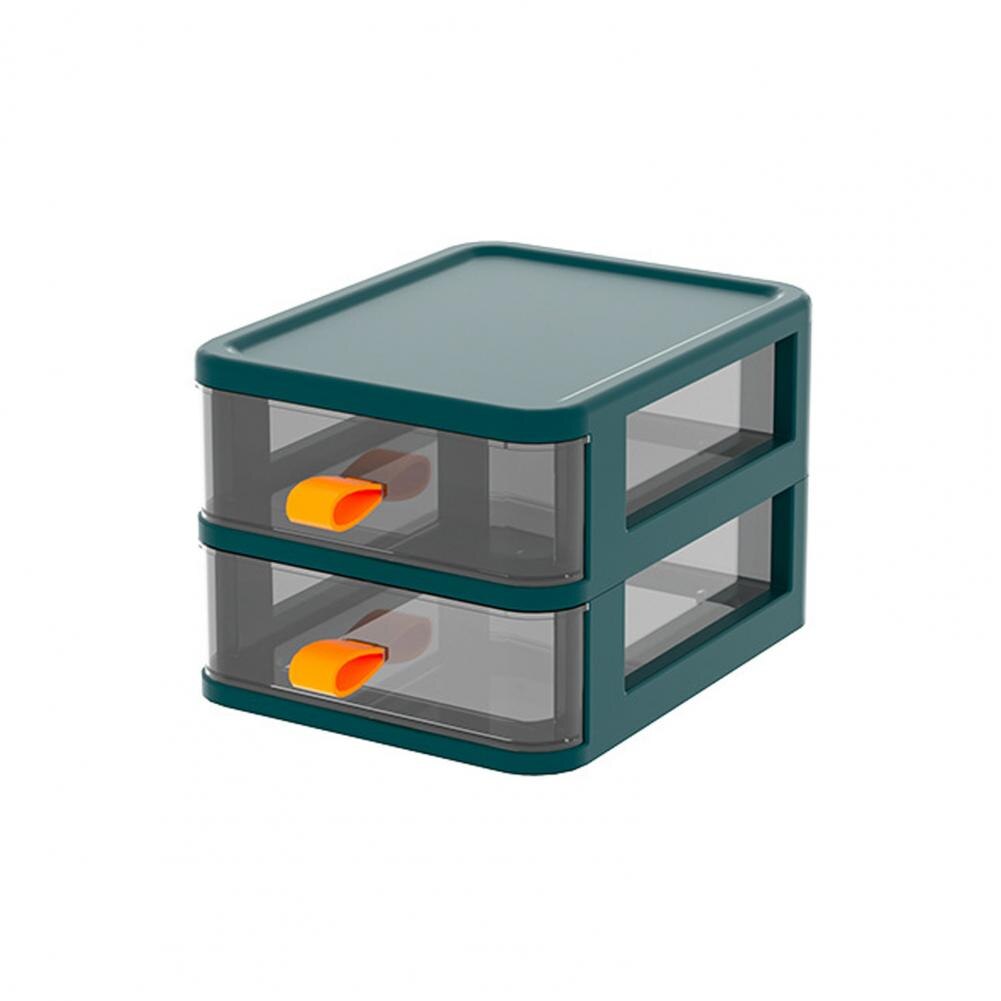 Multi-functional Plastic Convenient Desktop Plastic Multi-layer Organization Cabinet Desktop Drawer for Dorm: Green 2 Layers
