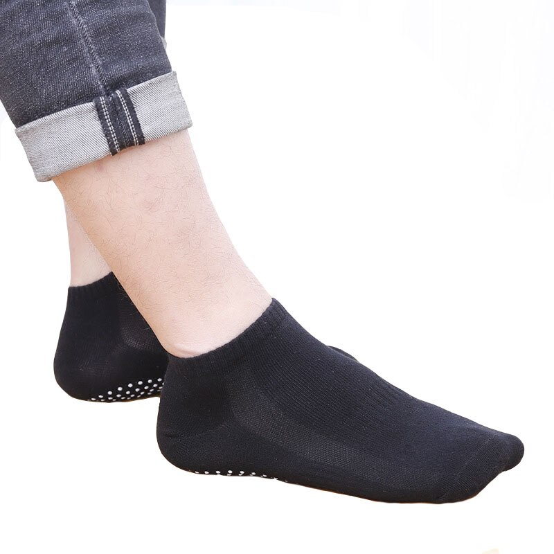 Chaussettes de Yoga pour hommes, 4 paires, antidérapantes, en coton avec poignées, respirantes, antidérapantes, chaussettes de sport à coupe basse pour gymnastique, Fitness, Ballet, Pilates