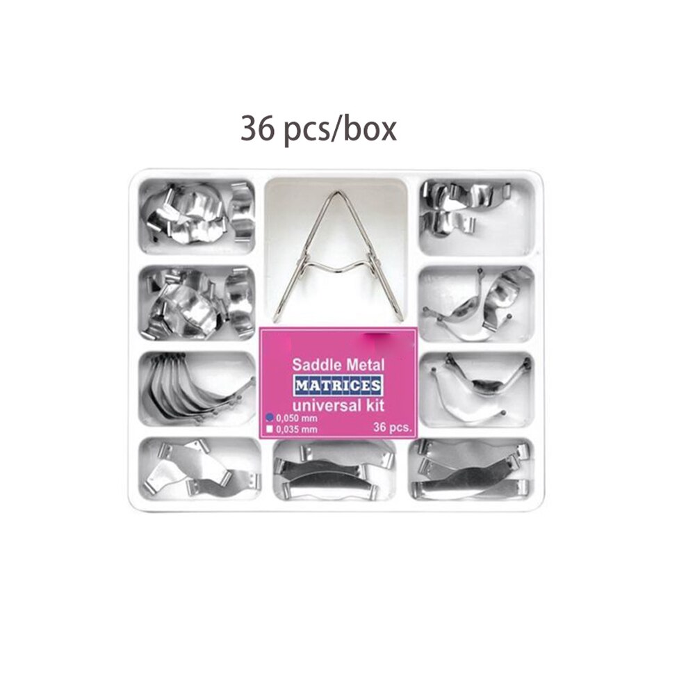 36/18 pcs/box Dental Saddle Contoured Metal Matrices Matrix Universal Kit with Spring Clip Dental material
