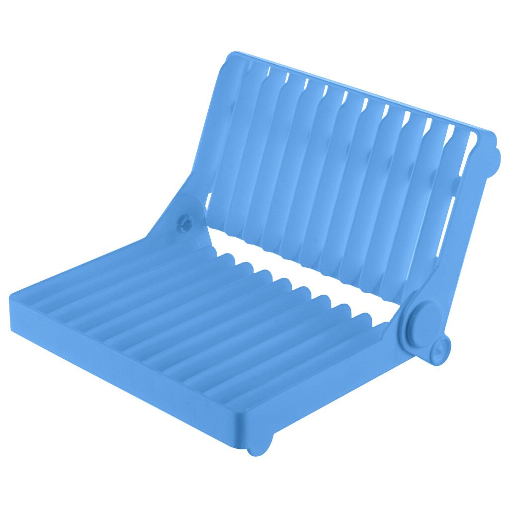 Foldable Dish Drain Rack Plastic Pin Pot Lids Bowl Plates Organizer Rack Kitchen Tableware Drying Holder Escurridor De Platos: Blue