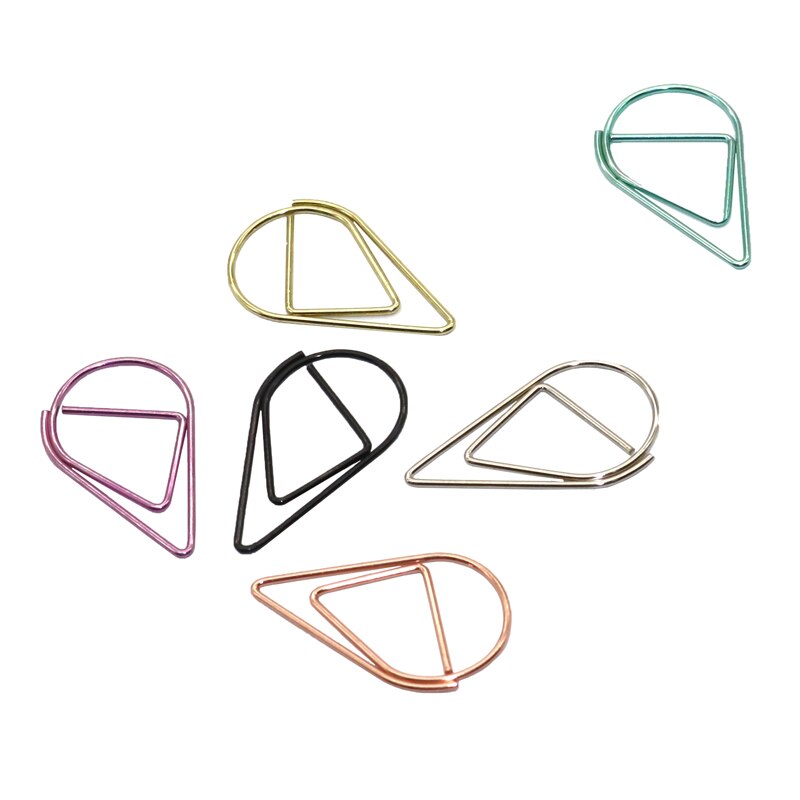 Clips de papel con forma de gota, Material metálico en 6 colores, divertido marcador Kawaii, para oficina, Shool, papelería, marcado, 60 uds.