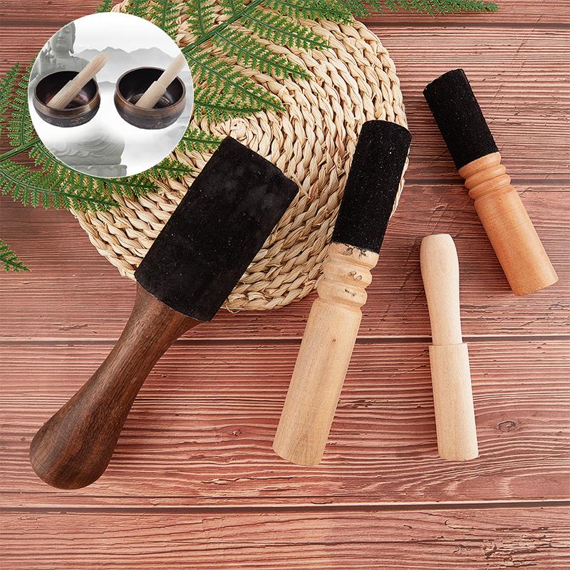 1Pc Tibetaanse Klankschaal Lederen Stok Houten Handvat Handgemaakte Tibetaanse Boeddhistische Meditatie Klankschaal Lederen Mallet