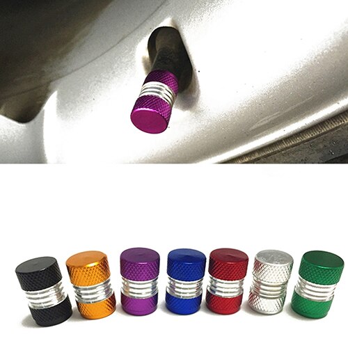 6 Kleur 4 Stuks Aluminium Auto Truck Ronde Wiel Tire Kraandopverbindingen Dust Cover Zwart/Rood/geel/Groen/Blauw/Paars