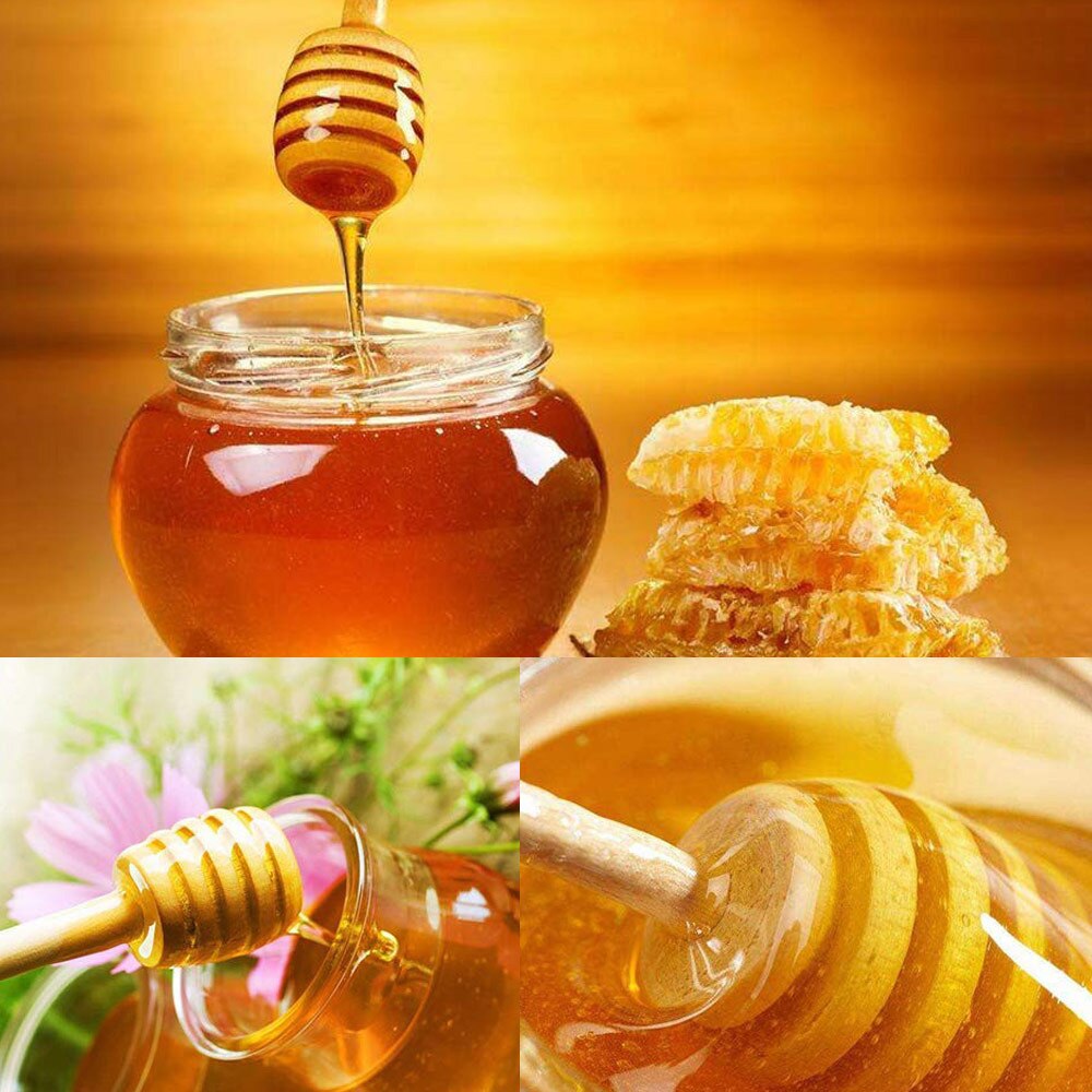 Mini træ honning ske honning træ rørebar til honning krukke leverer miljøvenligt langt håndtag blandestok dessert værktøj