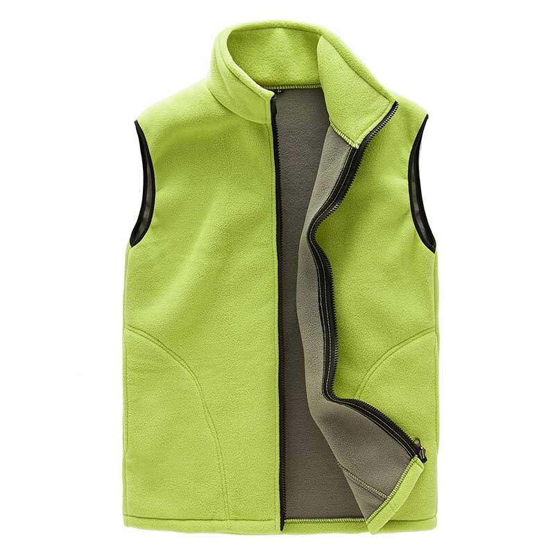 Colete feminino de lã, nova colete de lã quente para acampamento e caminhadas ao ar livre: Verde
