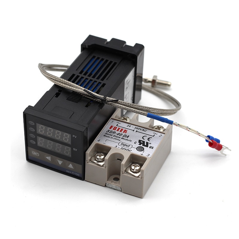 REX-C100 Digital PID Temperature Controller Thermostat SSR output + Max.40A SSR Relay + K Thermocouple Probe