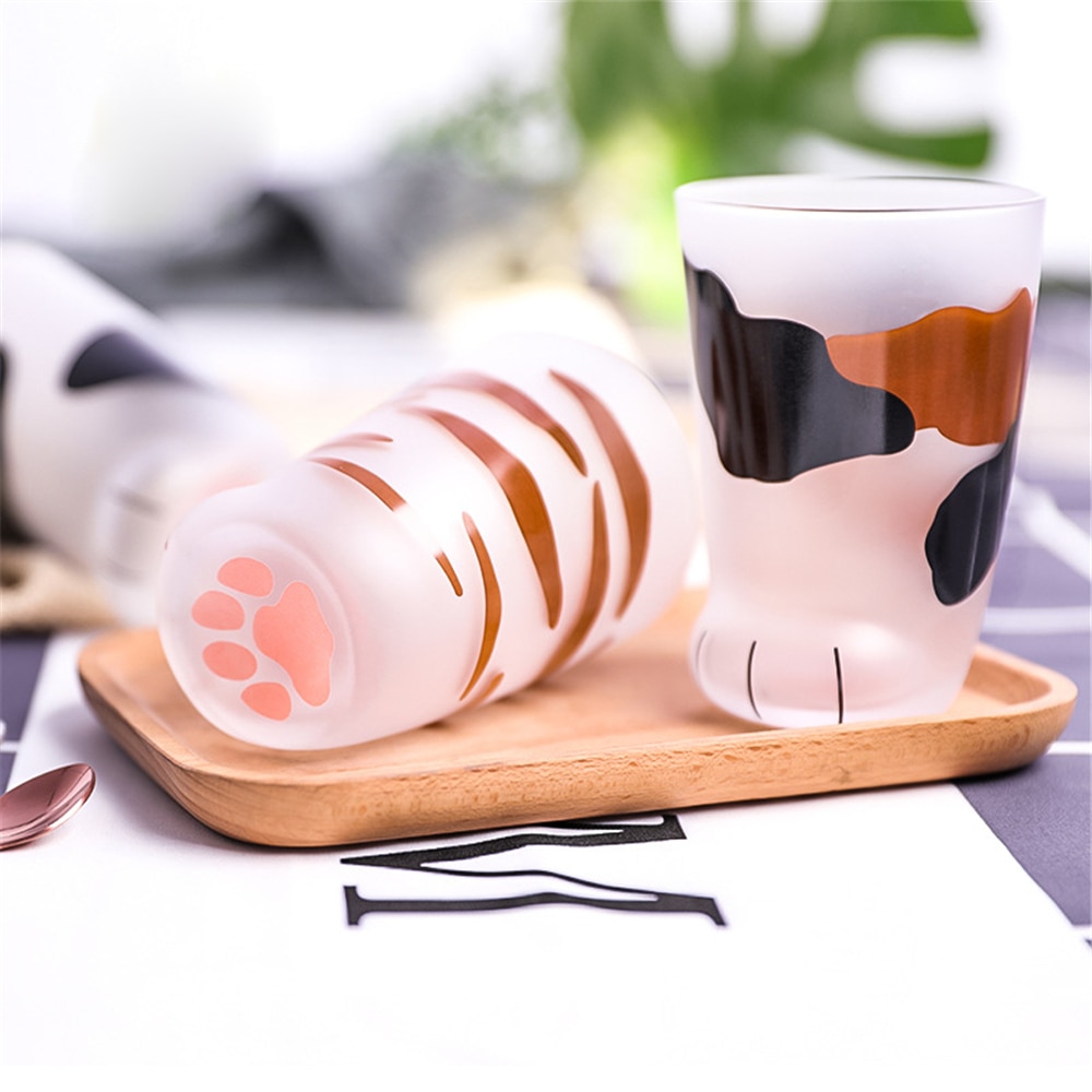 Härlig katt tass kopp katt fot klotryck mugg frostat glas kopp hem frukost mjölk glas kaffekopp muggar barn flicka