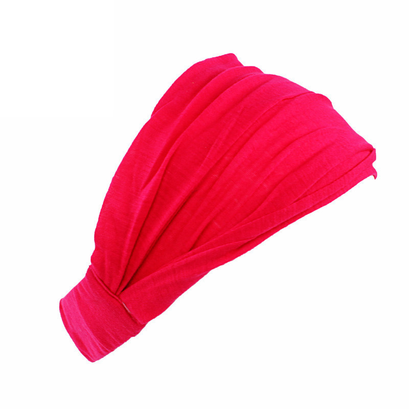 zomer dames effen katoenen hoofdband elastische brede zachte meisjes sport yoga geknoopte hoofdband hardloopzweetband voor tennisgymnastiek: Rose Rood