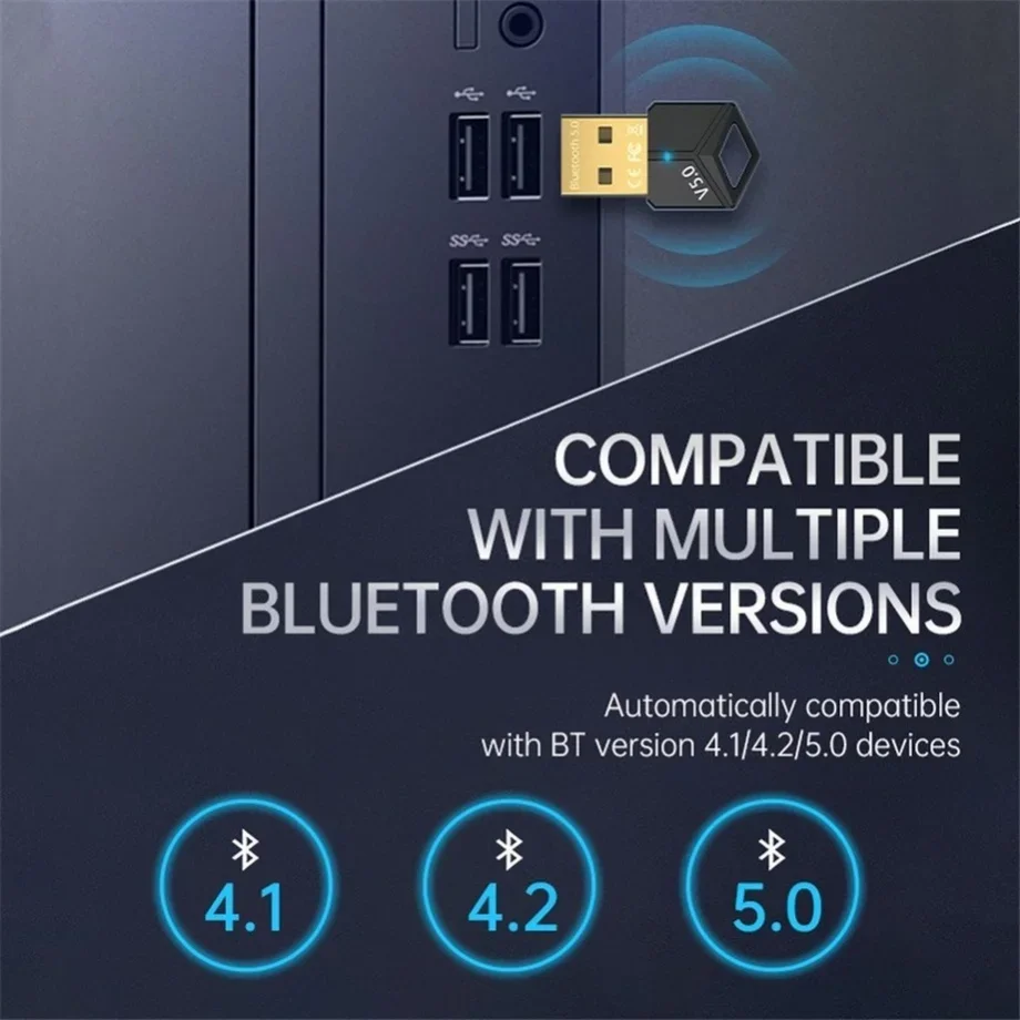 USB Dongle Bluetooth 5.0 Adapter Receiver Wireless Low Latency Music Mini Bluthooth Transmitter For PC/File Transfer RTL8761B
