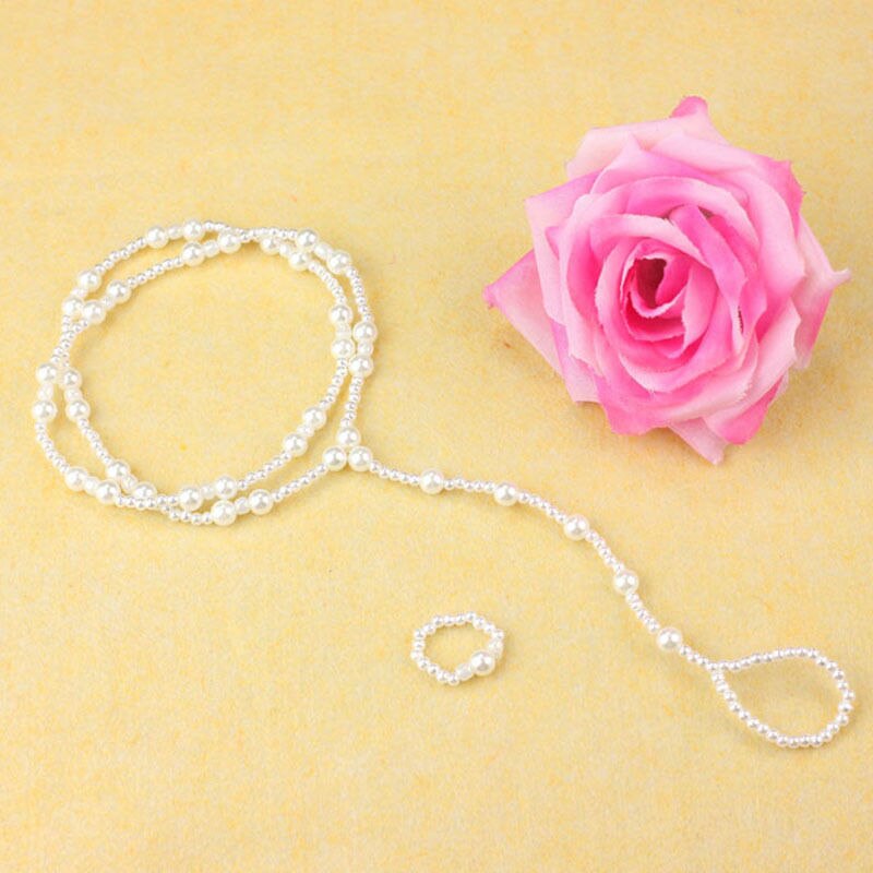 1 SET Perle Fußkettchen Frauen Ankle Armband Strand Nachahmung Perle Barfuß Sandale Fußkettchen Kette Fuß Schmuck