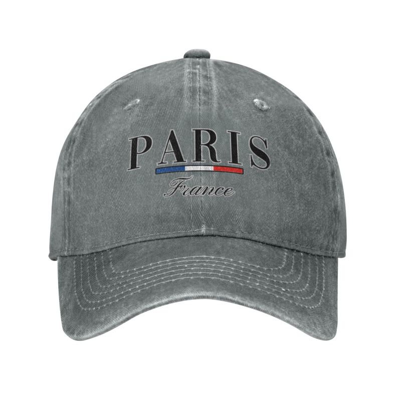 Tilpasset punk bomull paris frankrike grafisk baseballcaps menn kvinner justerbar pappahatt sport: Grå