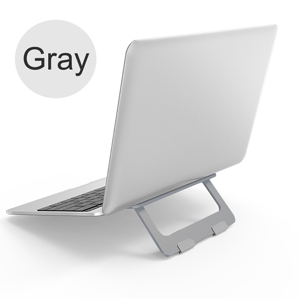 Sammenleggbart bærbart stativ aluminium justerbart stasjonært nettbrettholder skrivebord bord mobiltelefon stativ for ipad air macbook notebook: Grå