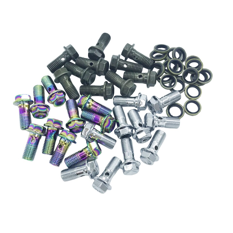 Motorcykel bremsekaliper banjo bolt olieaftapningsskrue / hul skrue  m10 x 1.25mm m10 x 1mm til hovedcylinder til bremseslange