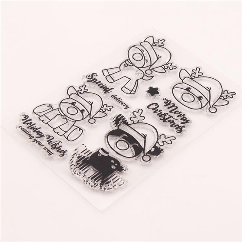1 st Clear Stempel Xmas Rendier Kerst Scrapbooking Seals Transparante Postzegels voor Fotoalbum DIY Decoratie Kaart Maken