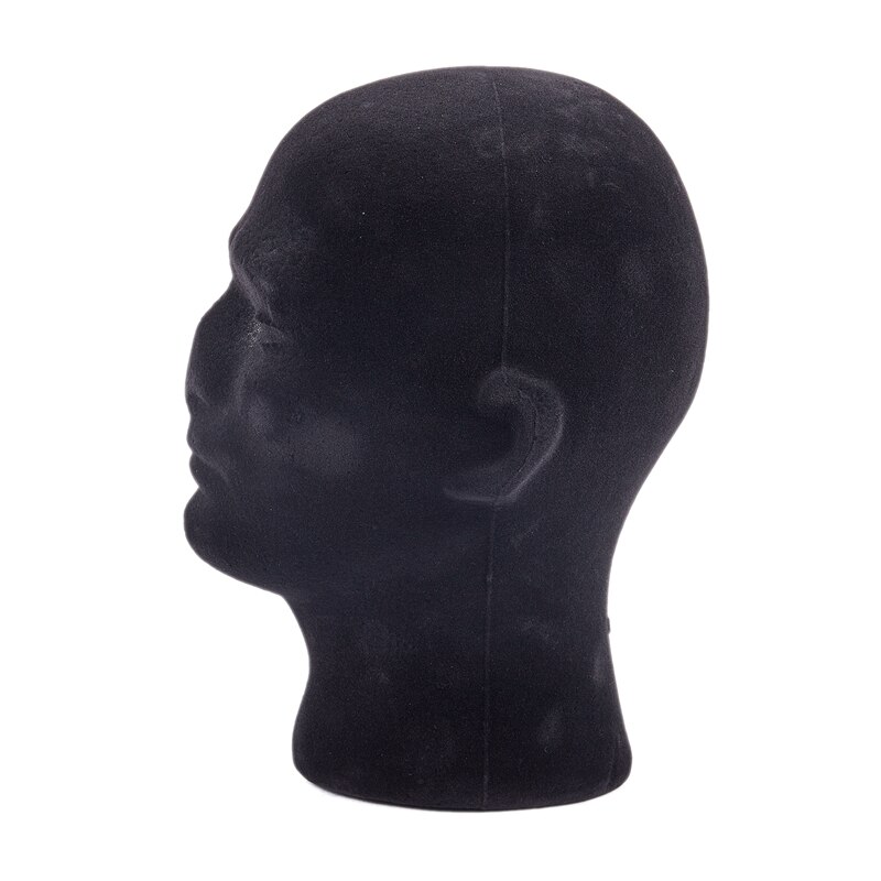 Männlichen Styropor Schaum Mannequin Männchen Kopf Modell Perücken Gles Kappe Anzeige Ständer Schwarz