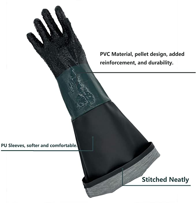 Guantes HOLDWIN de chorro de arena guante de chorro de arena de 60cm con partes de gabinete de chorro de arena de anillos O