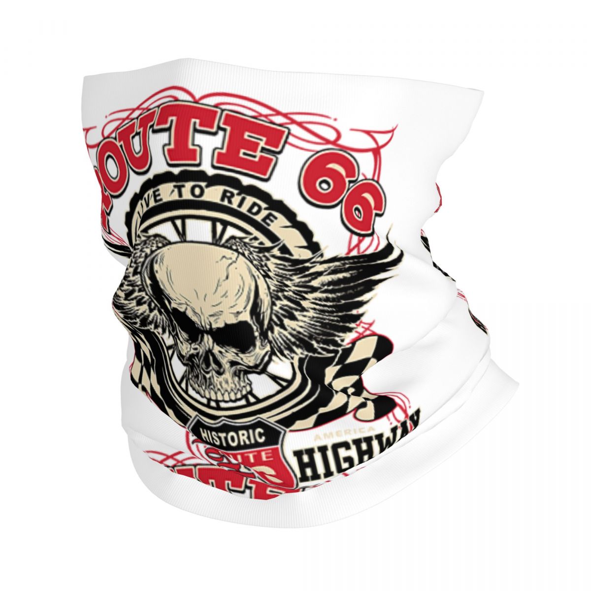 Benutzerdefinierte Ride The Route 66 Bandana Halstuch Gesichtsschal Abdeckung Biker Motorrad Cruise America Highway Stirnband Schlauch Sturmhaube: Armee Grün