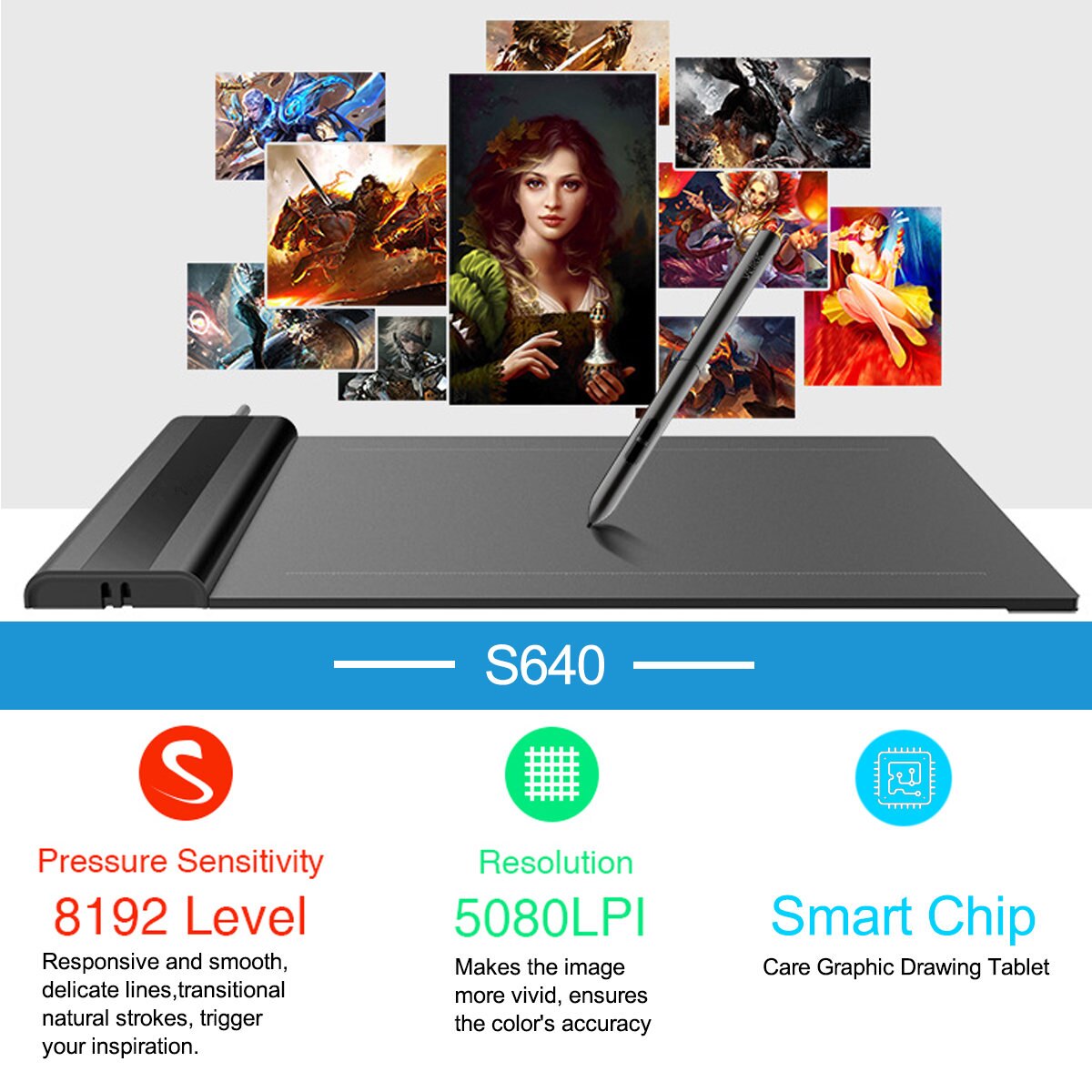 S640 Grafische Tekening Tablet 6X4 Inch Met Gratis Pen 8192 Niveaus Digitale Tablet Online Onderwijs & Leren Voor beginner