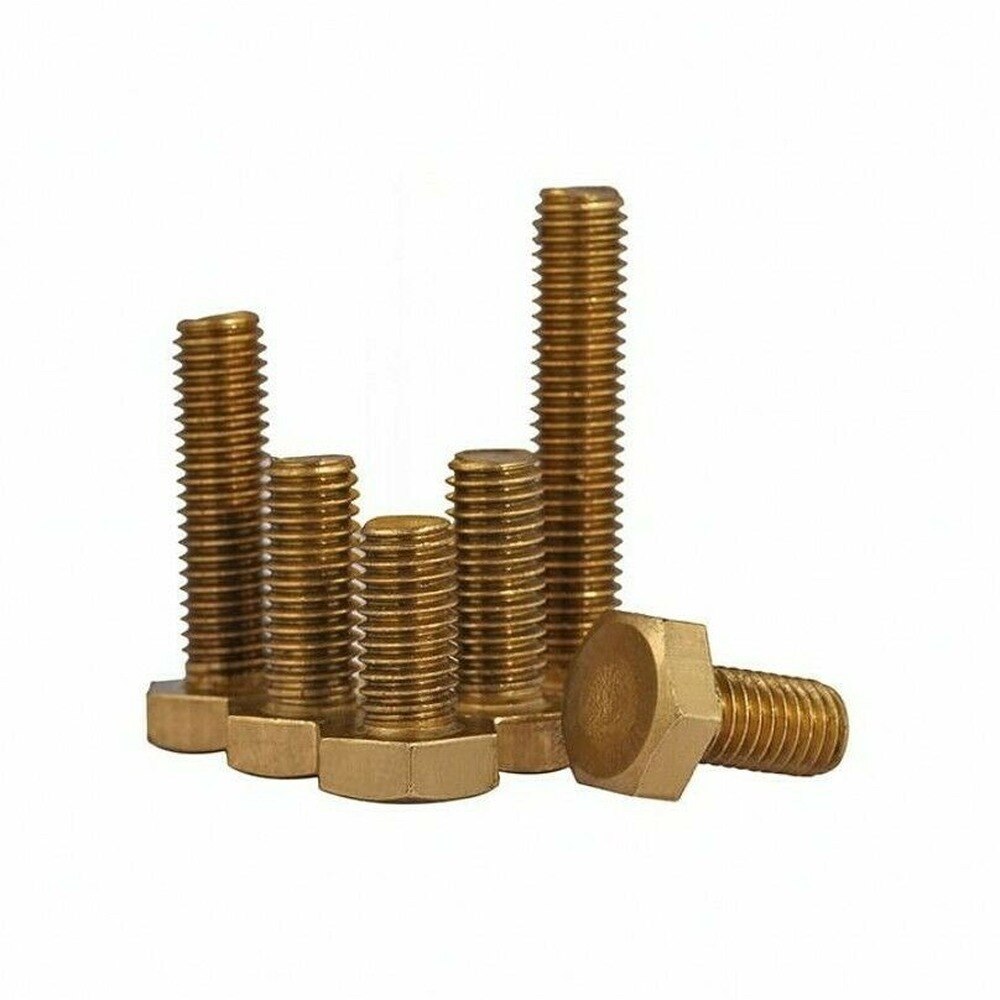 5Pcs M4M5 Massief Messing Hexagon Schroeven/H62 Messing Volledige Discussie Hexagon Bouten