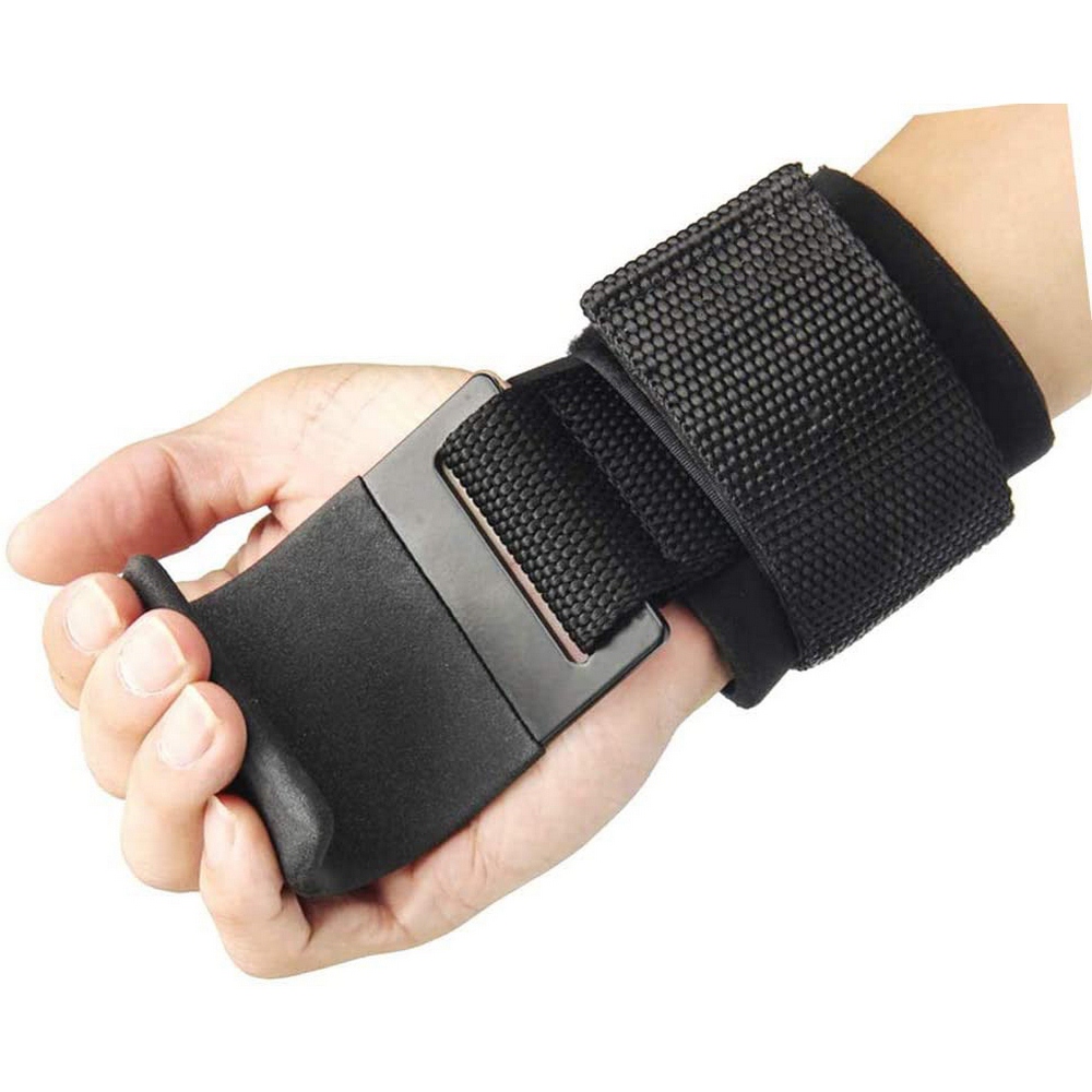 2PCS Weight Lifting Hooks Lifting-Hook Hand-Bar Fitness Wrist Straps Heavy Duty Pull-ups Power Lifting Grips Padded Workout Hook: Default Title