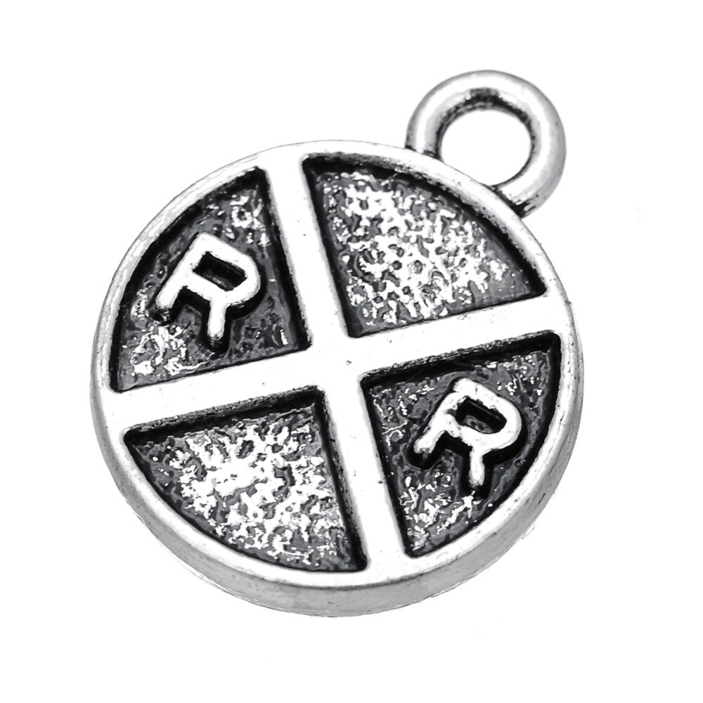 my shape 40pcs DIY Railroad Crossing Sign Charm Tibetan Silver Plated