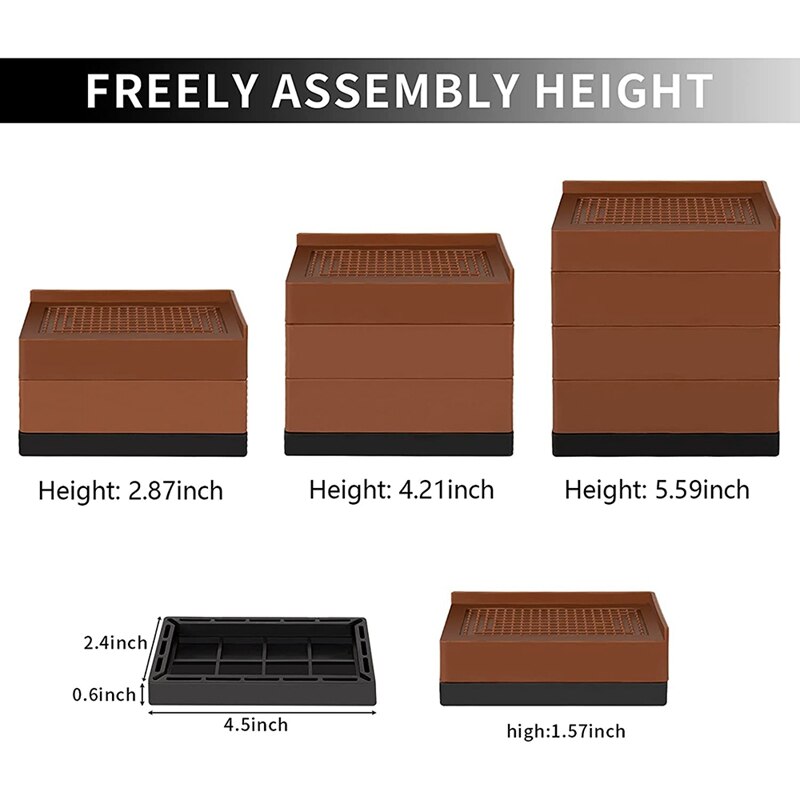 4Pcs Bed Furniture Risers 3 Inch Heavy Duty Adjustable Desk Lifts Leg Extenders For Table Couch Chair Frame Feet