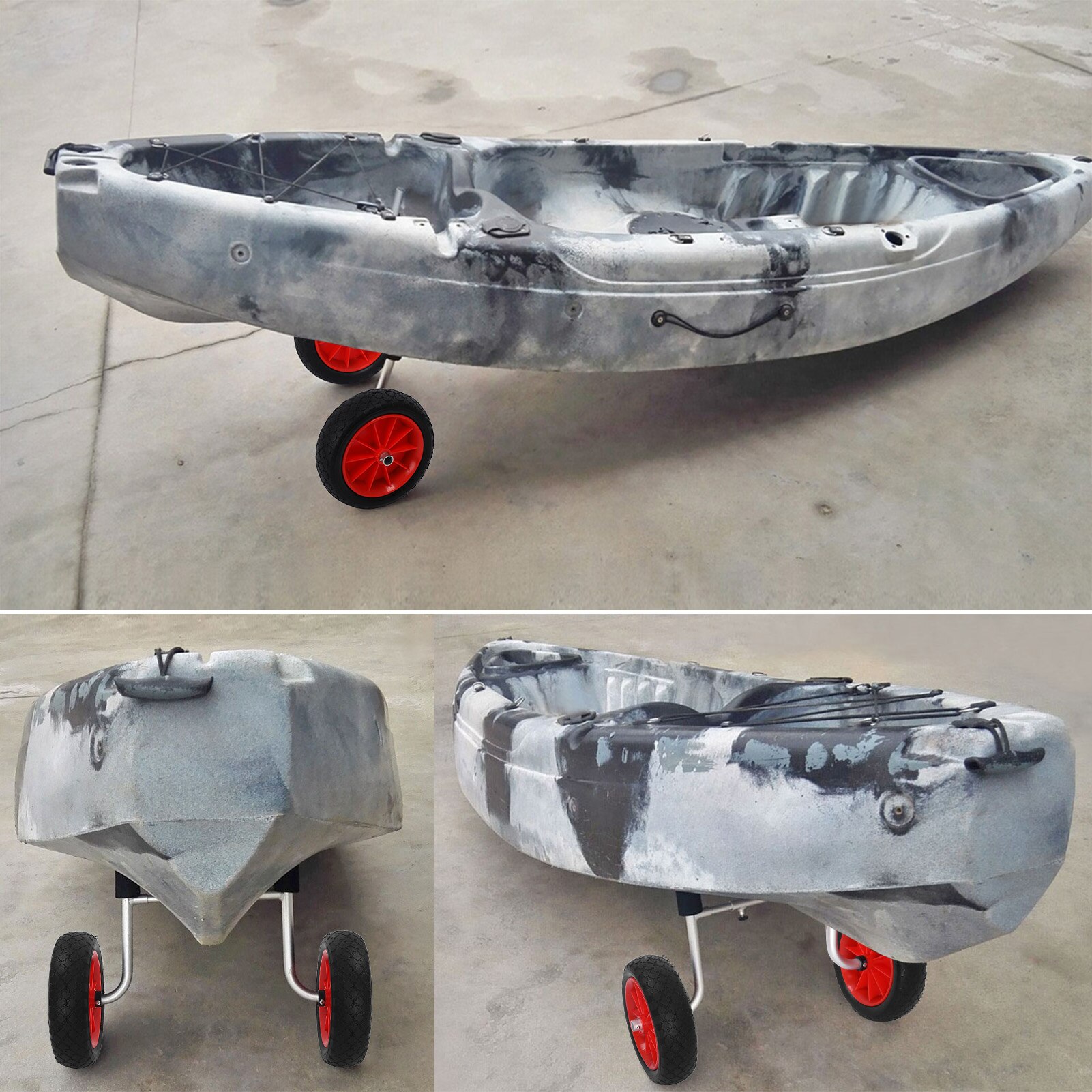 Kayak Carrier Cart 50KG Loading Capacity Foldable Kayak Trolley Energy-saving Two-wheeled Carrier Cart for Kayak Canoe Boat