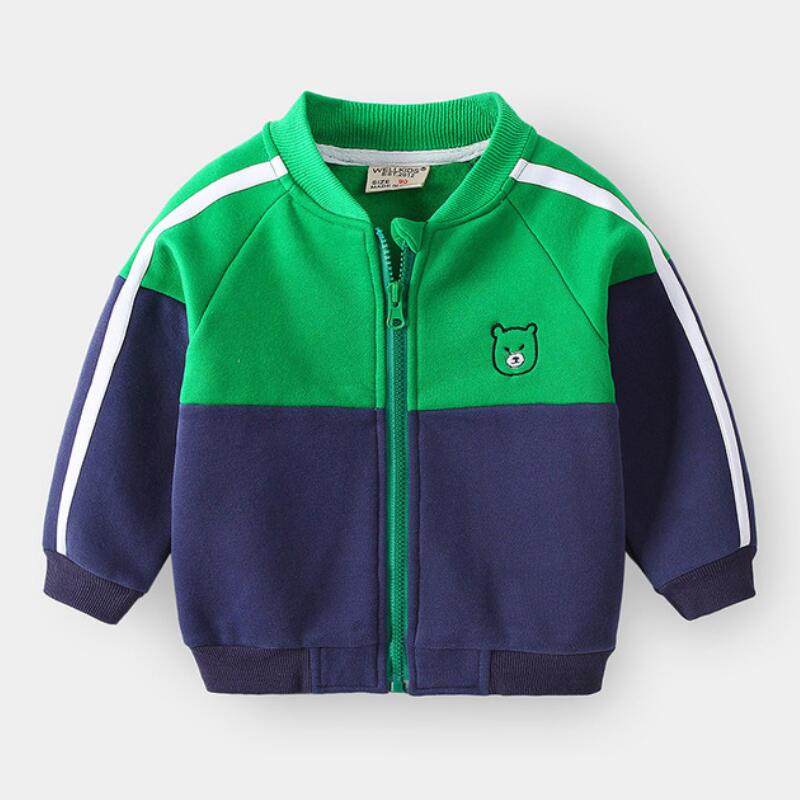 Moda primavera autunno bambini ragazzi giacche da Baseball cartone animato Casual cerniera cappotto antivento 2-6 anni ragazze capispalla abbigliamento per bambini: Green / 6T