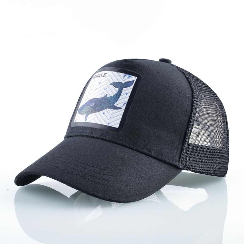 Ballena equipada gorra de béisbol Snapback de de verano sombrero de camionero gorra al aire libre de malla de gorros de Hip Hop para las mujeres Casual tapas: Black