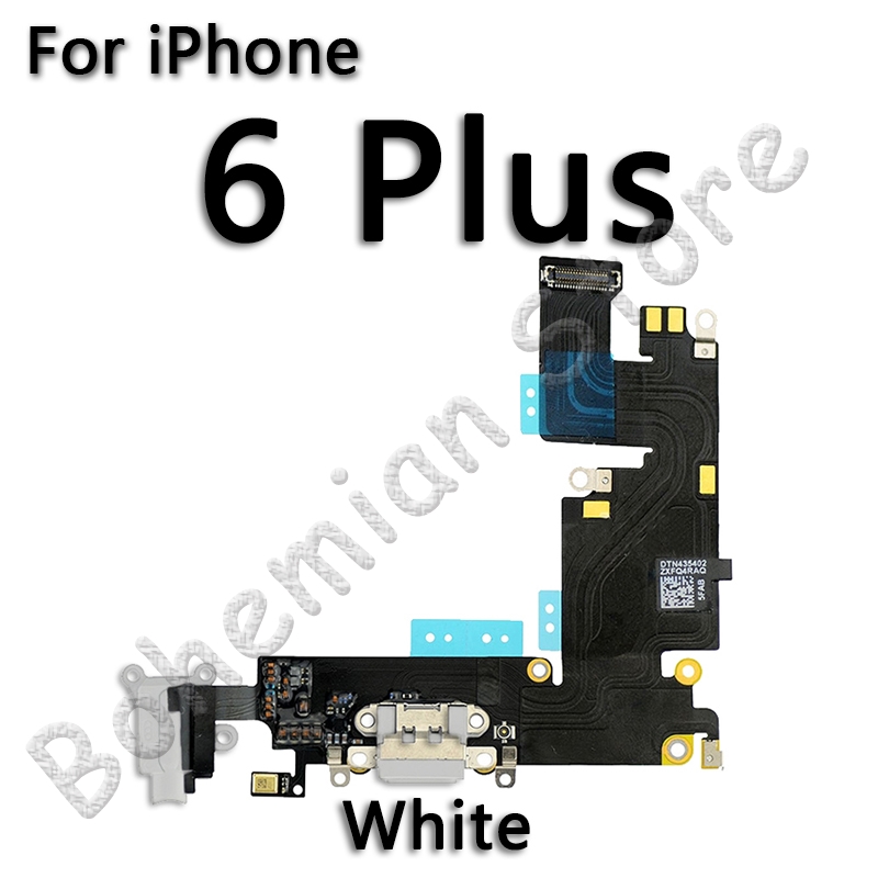 Usb port dock oplader flex til iphone 6 6s plus 7 5 5s se dock ladestik med mikrofon mobiltelefon flex kabel: 6 plus hvid