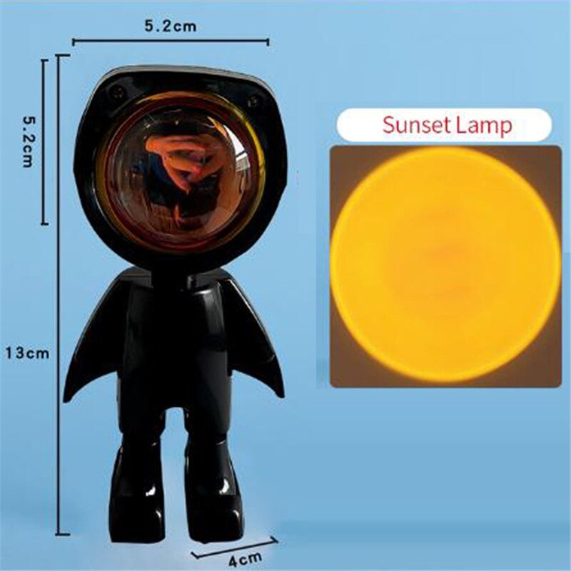 De Zon Nooit Sets Projector Lamp Robot Zonsondergang Projectie Nachtverlichting Zonsondergang Lamp Projector Led Night Verlichting Sfeer Licht: Black sunset